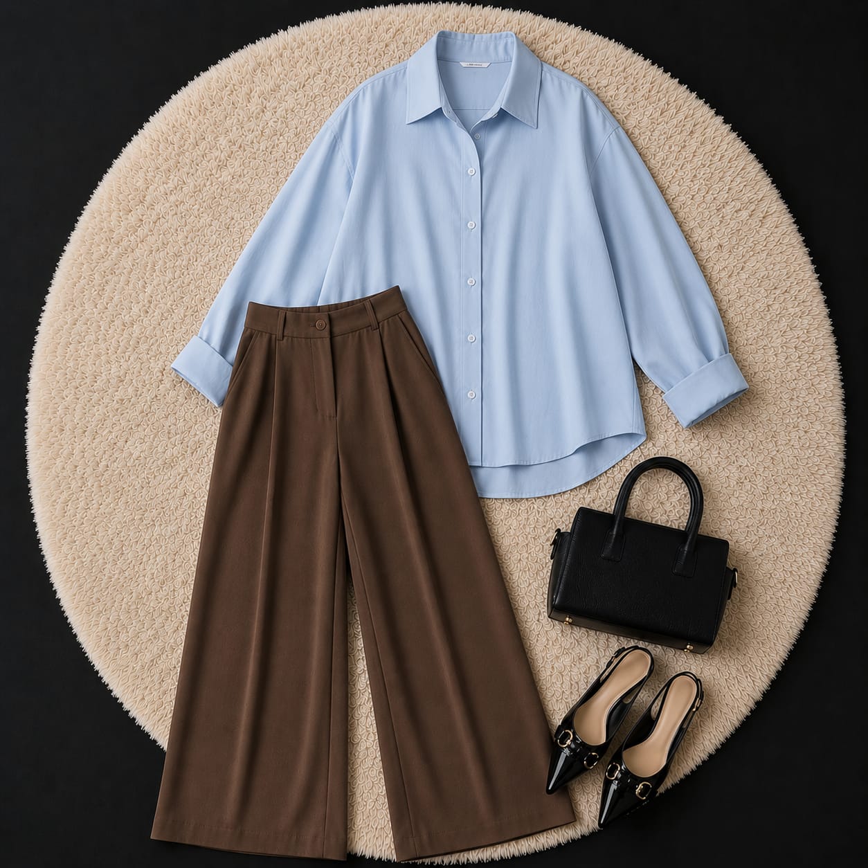 BLUE SHIRT & BROWN KOREAN TROUSER