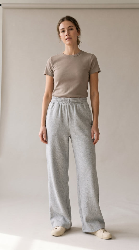 Grey Flapper pants — model front view