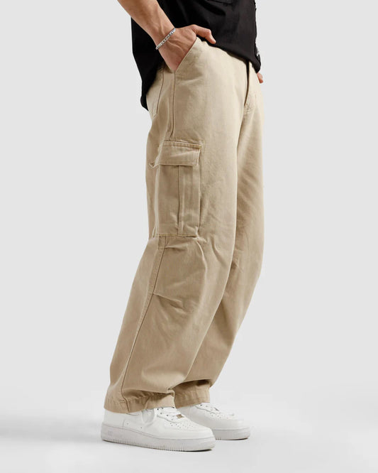 BEIGE WIDE LEG CARGO