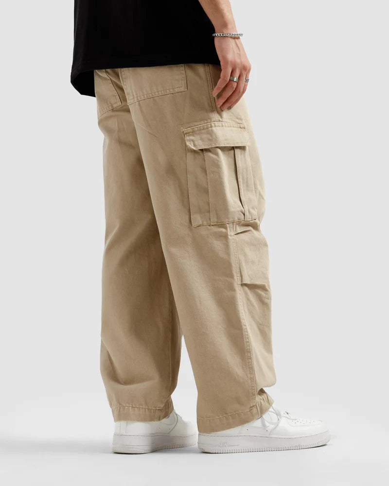 BEIGE WIDE LEG CARGO