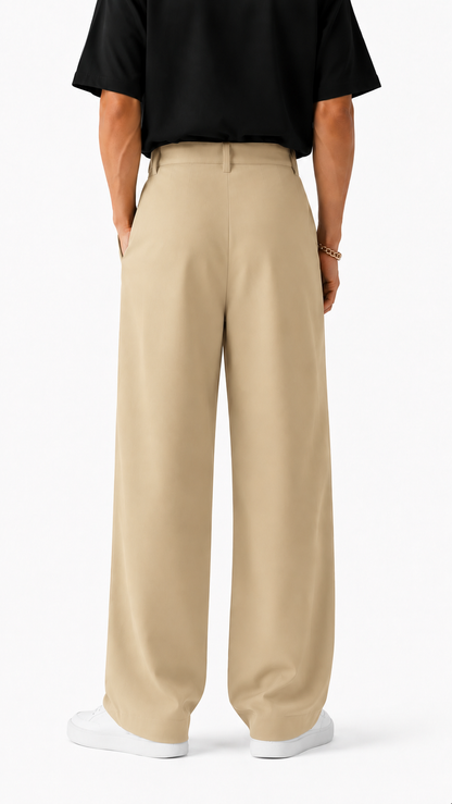 Mens Beige Formal Pants