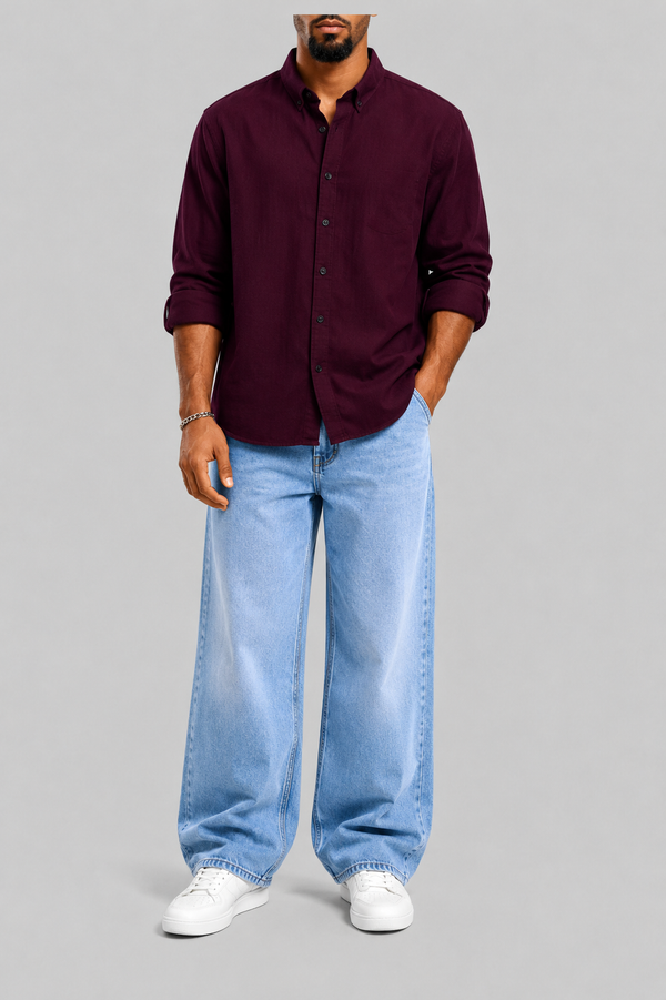 MAROON FORMAL SHIRT + BLUE JEANS