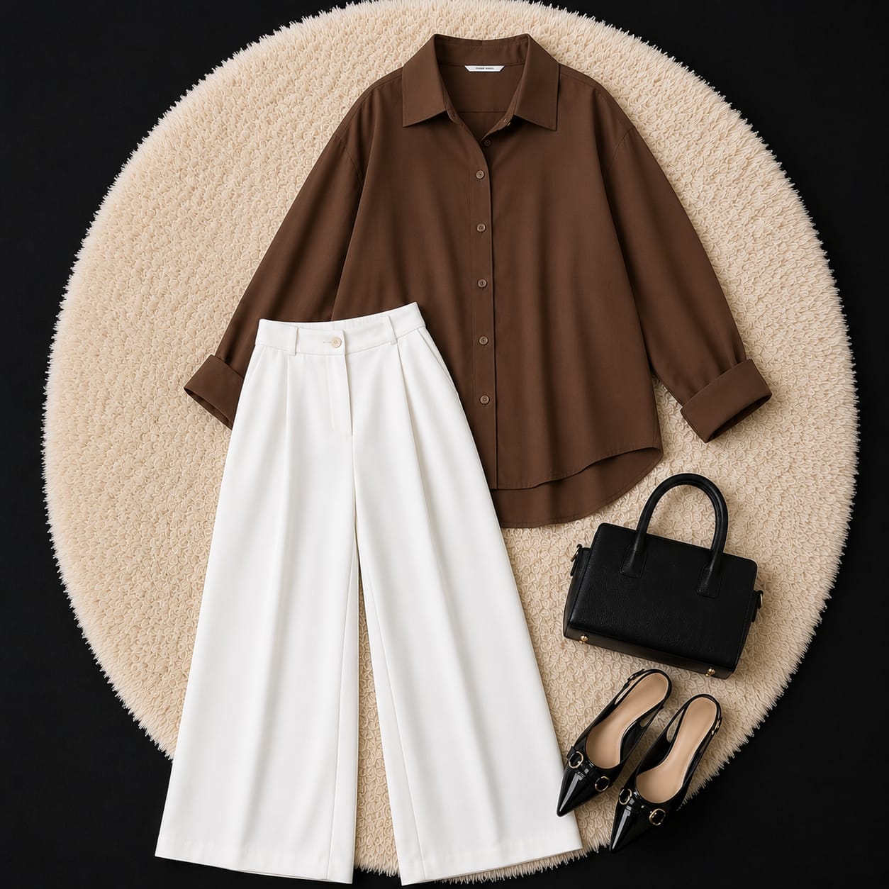 BROWN SHIRT & WHITE KOREAN TROUSER