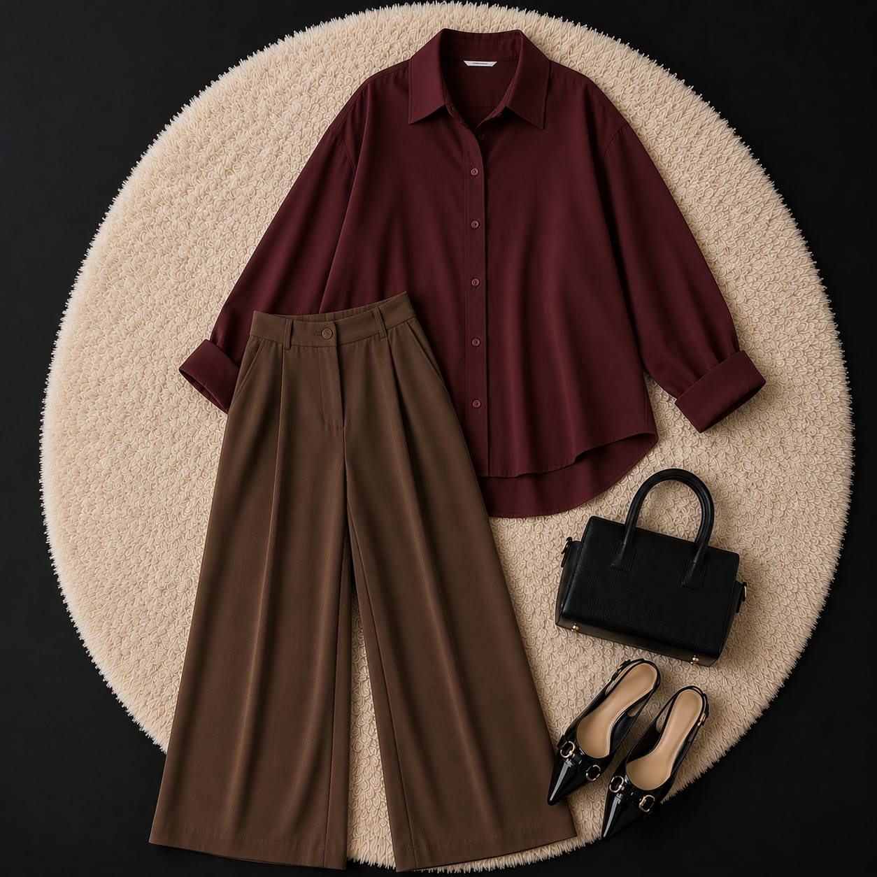 MAROON SHIRT & BROWN KOREAN TROUSER