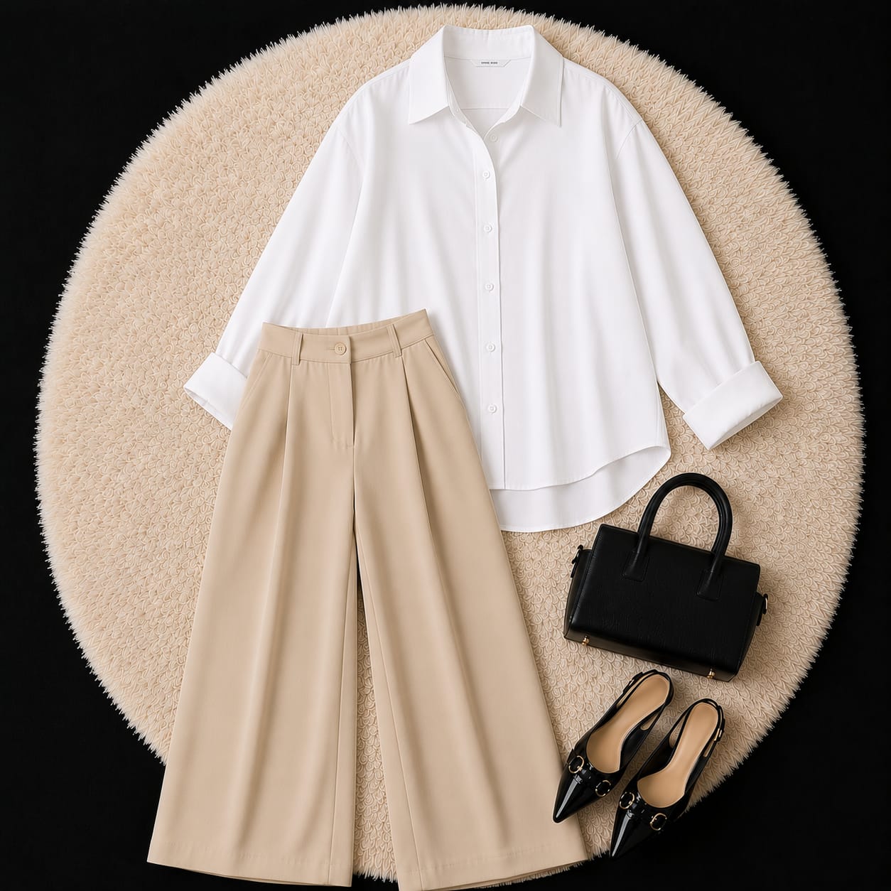 WHITE SHIRT & BEIGE KOREAN TROUSER