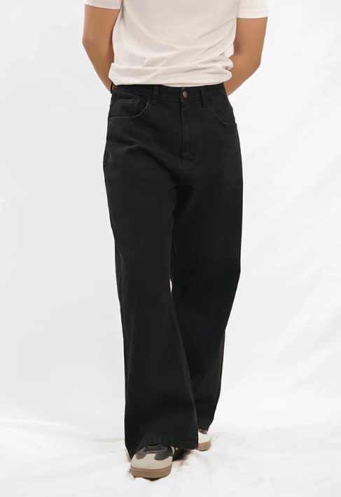 BLACK WIDE LEG JEANS