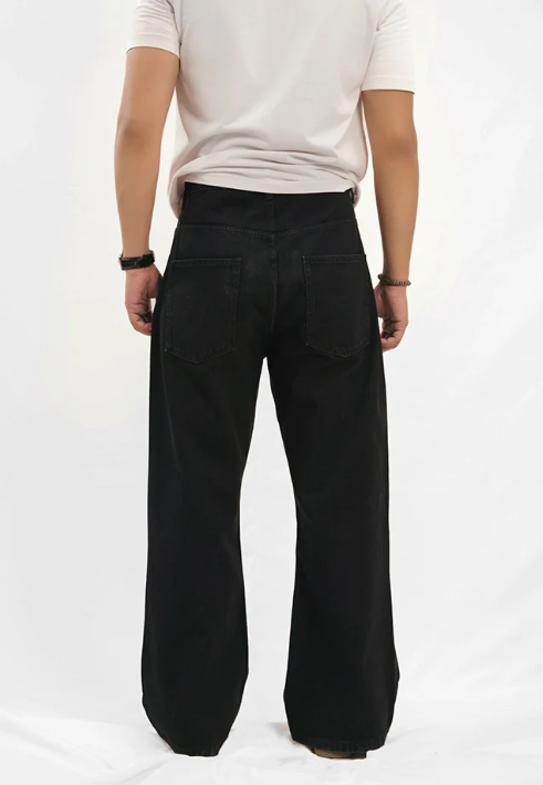BLACK WIDE LEG JEANS