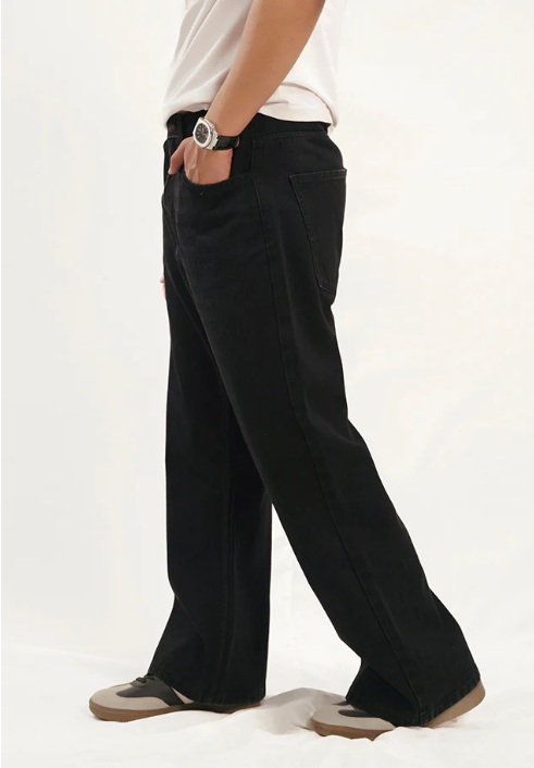 BLACK WIDE LEG JEANS