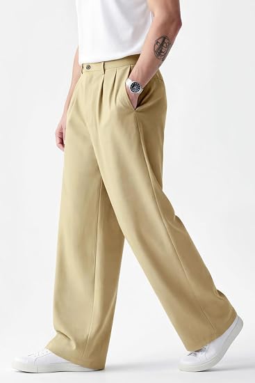 Mens Beige Formal Pants