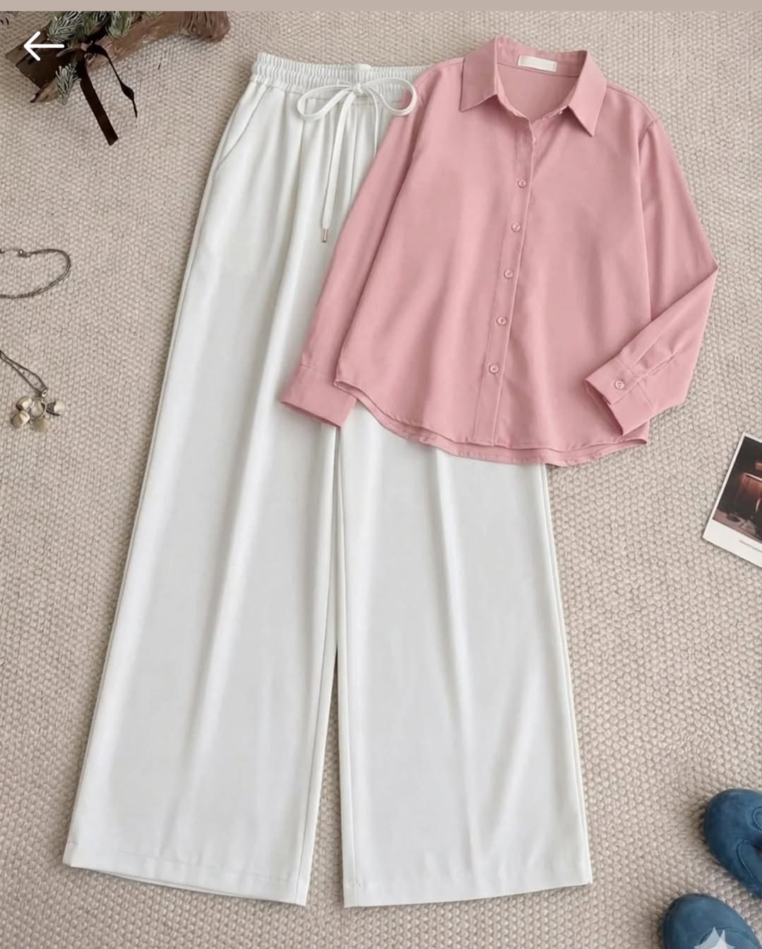 PINK BUTTON DOWN SHIRT & WHITE FLAPPEER