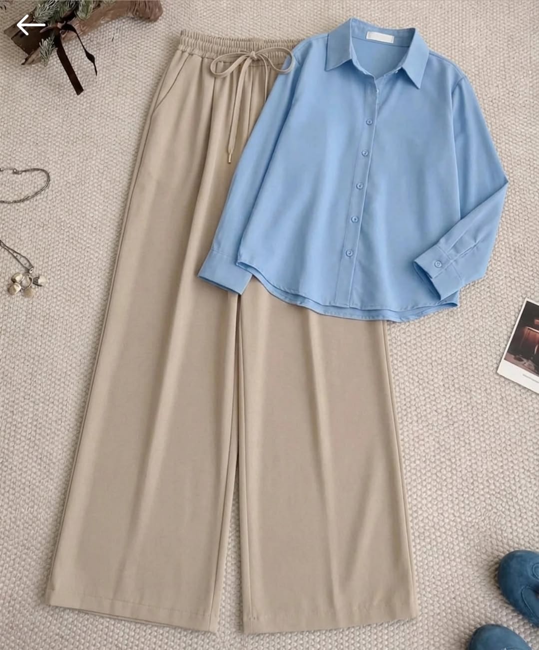 SKY BLUE BUTTON DOWN SHIRT & BEIGE FLAPPEER