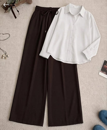 WHITE BUTTON DOWN SHIRT & BLACK FLAPPEER