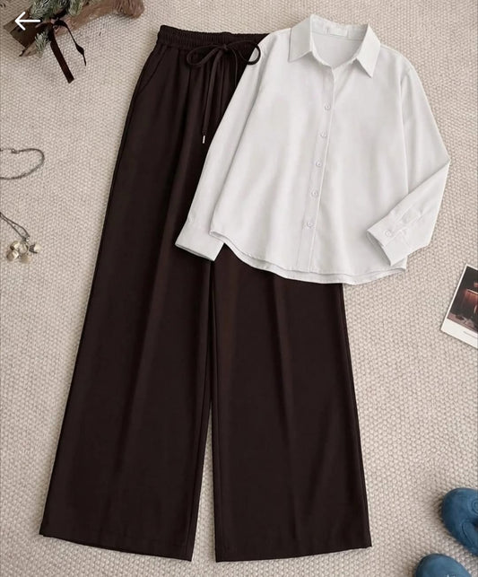 WHITE BUTTON DOWN SHIRT & BLACK FLAPPEER