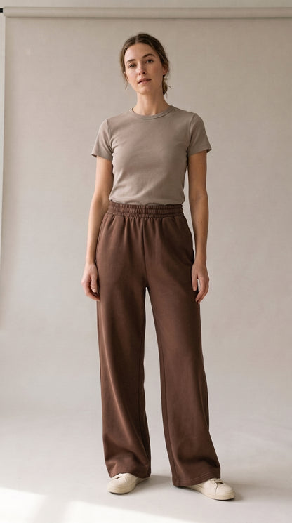 Brown Flapper pants — model front view