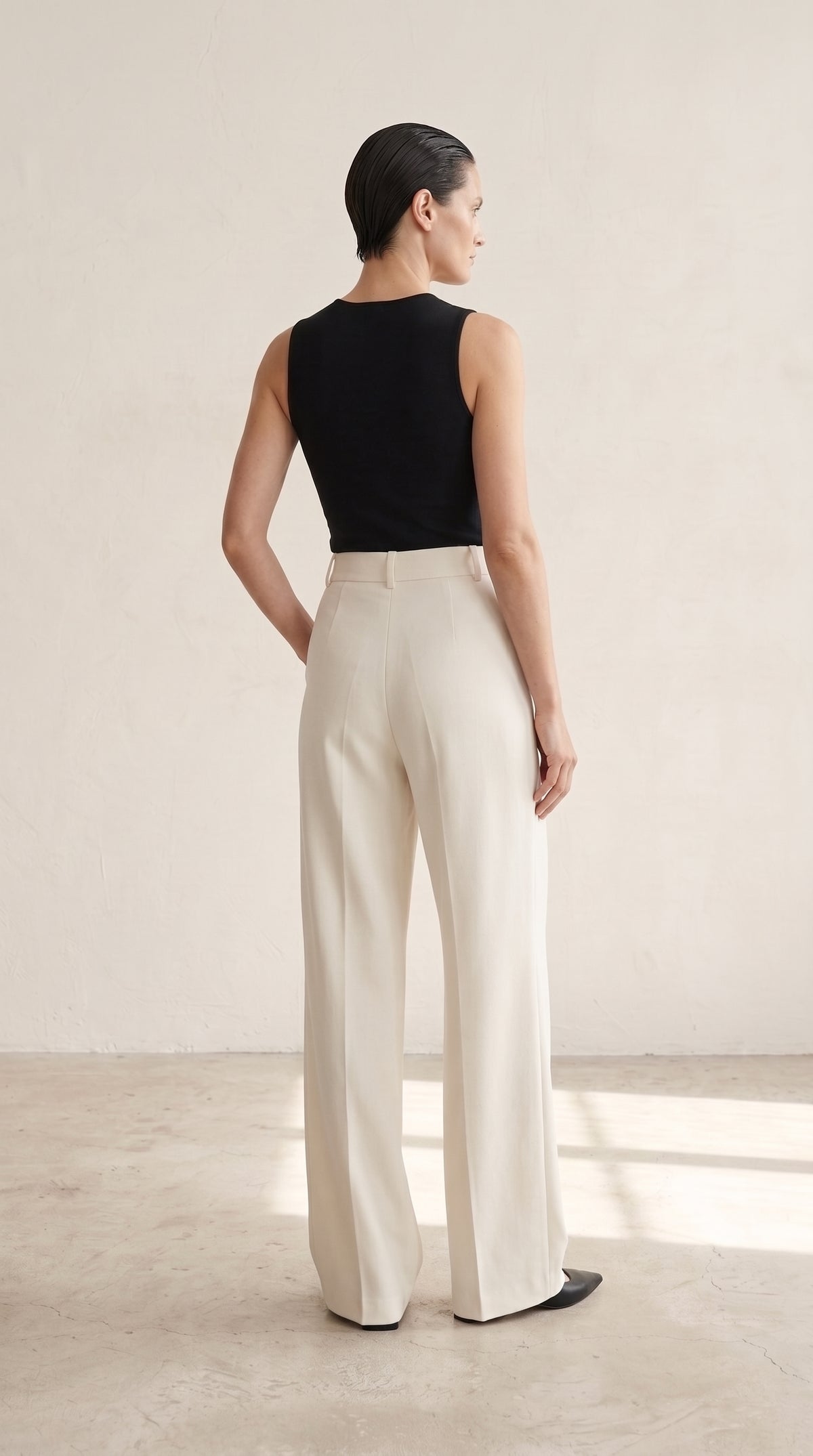 White formal pant — back view