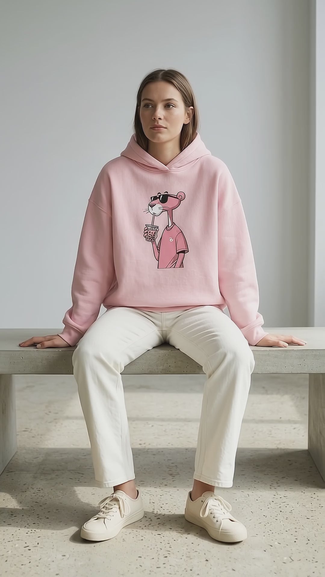 Pink Character Hoodie — close-up detail video