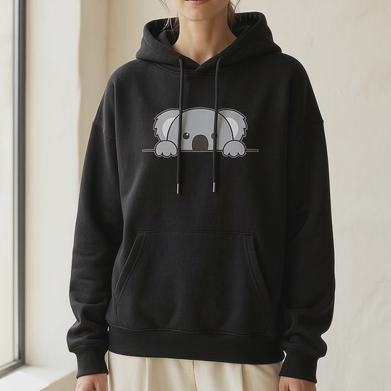 Black Koala Hoodie — close-up detail video