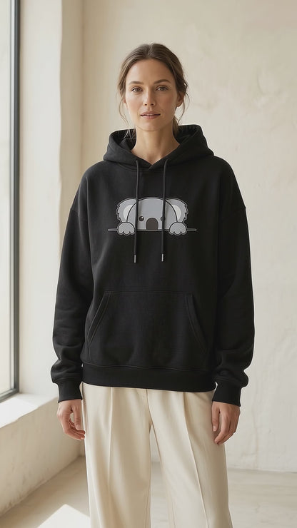 Black Koala Hoodie — close-up detail video